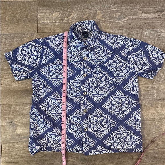 GAP Blue and White Patterned Kids Button Down Shirt S 6/7 Front pocket - Picture 3 of 6